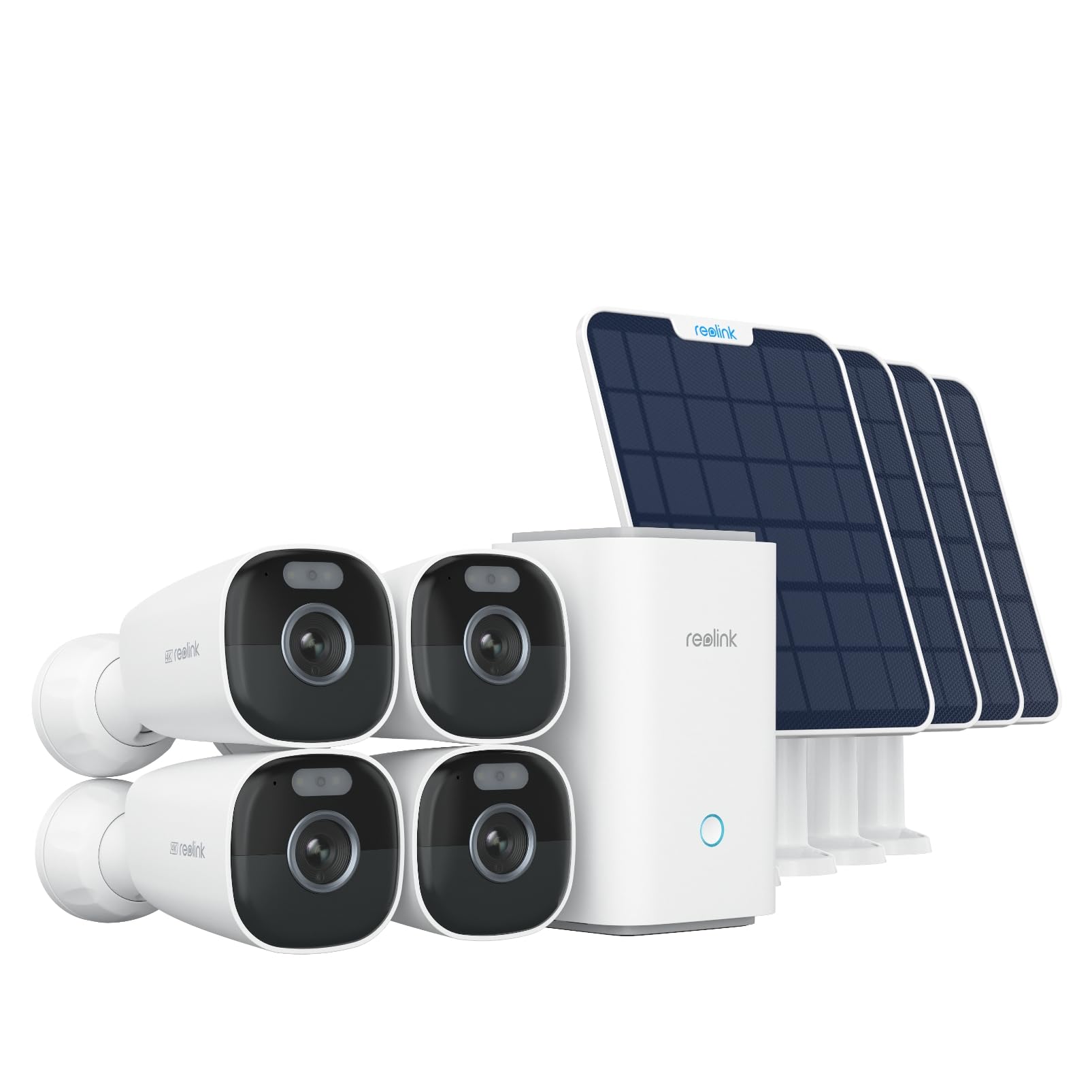 REOLINK 4K Security Cameras Wireless Outdoor System, Encrypted 1 Year Local Storage, Color Night Vision, 2.4/5GHz Wi-Fi, AI Detection, No Monthly Fee, Home Hub with 4X Eco Ultra+Solar Panel