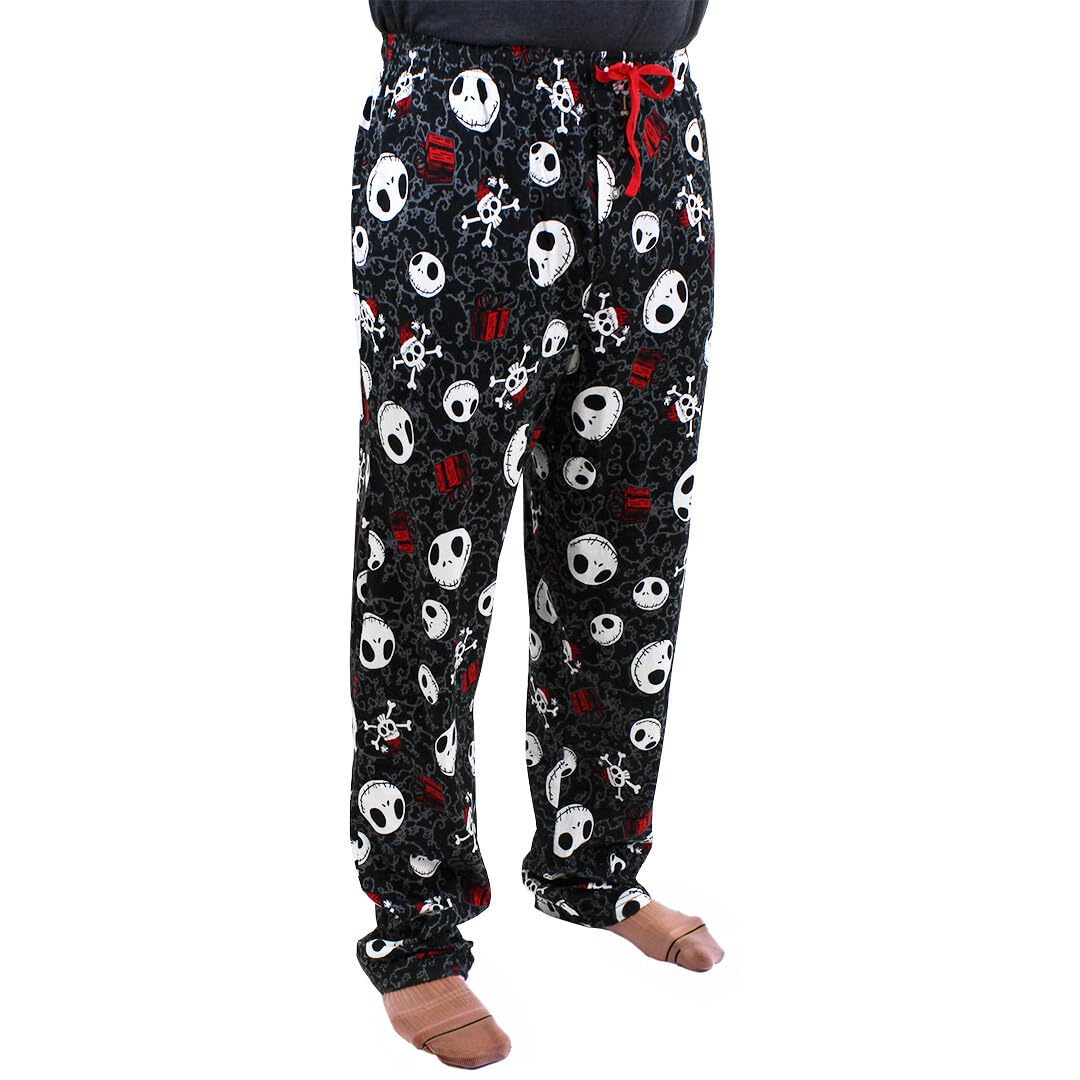 Disney Nightmare Before Christmas Jack Skellington Mens Holiday Lounge Pajama Pant (Medium, Black)