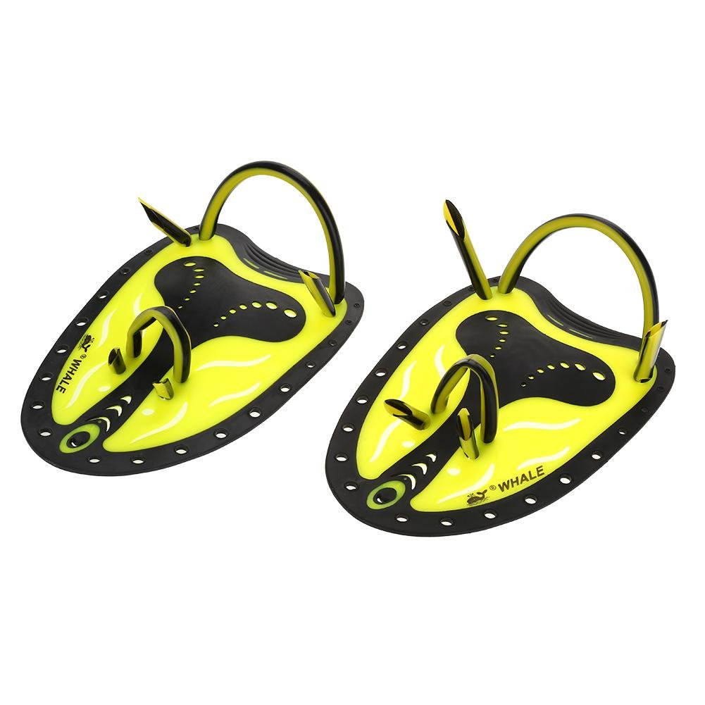 Swim Paddles, Swimming Paddles, Swimming Gear, Swim Fin Adjustable Flippers for Swimming Training Hand Fins Flippers Flat Paddles Swim Flippers for Kids Children Men Women (Yellow S)