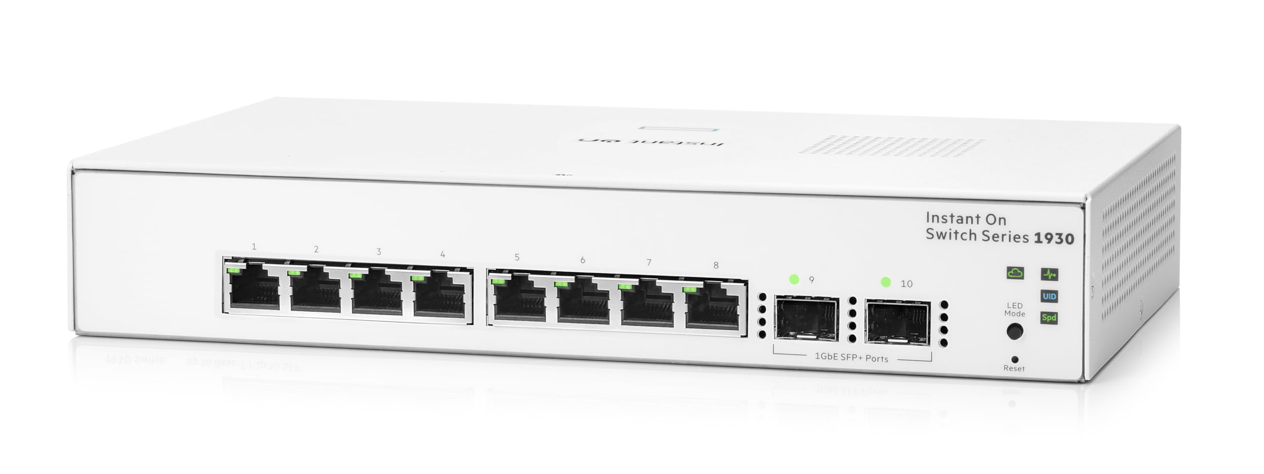 HPE Networking Instant On Switch Series 1930 8-Port Gb Smart-Managed Layer 2+ Ethernet Switch | 8X 1G | 2X SFP | US Cord (JL680A#ABA)