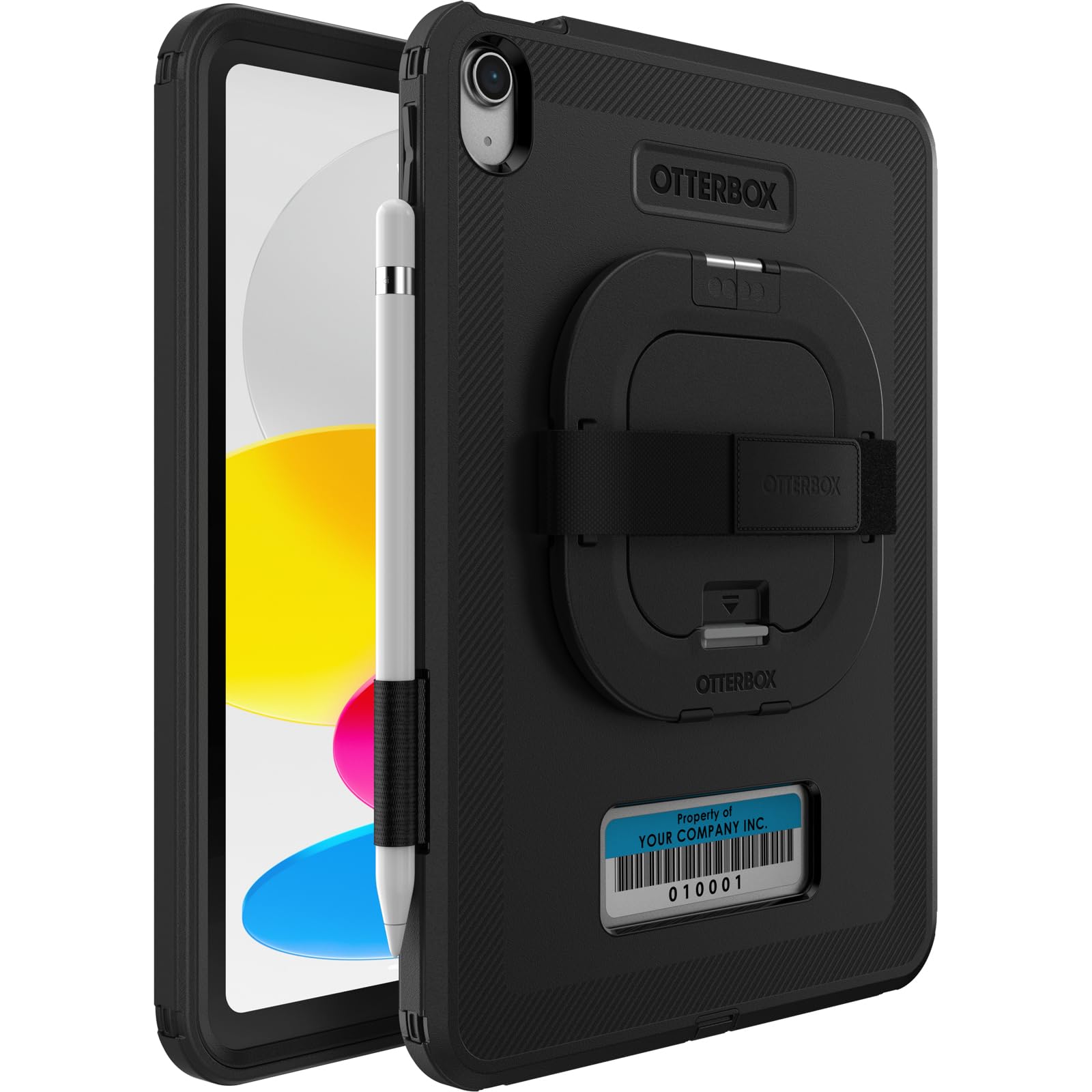 OtterBox Defender for Business W/Kickstand/HANDSTRAP for iPad 10th Gen (ONLY) V2 - Black, Rugged & Durable, screenless, Port Protection, Includes Shield-Stand (Non-Retail Packaging)