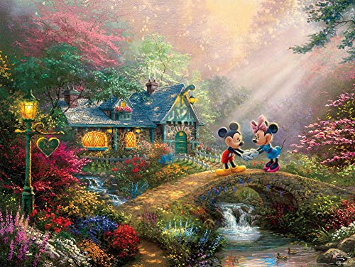 Ceaco - Thomas Kinkade - Disney Dreams Collection - Mickey and Minnie Sweetheart Bridge - 750 Piece Jigsaw Puzzle