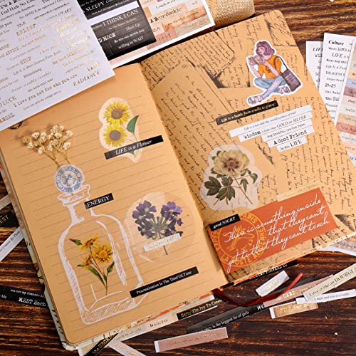 Juome 12 Sheet Quote Stickers for Journaling, Scrapbooking Supplies, Words Phrases Stickers for Junk Journal Aesthetic