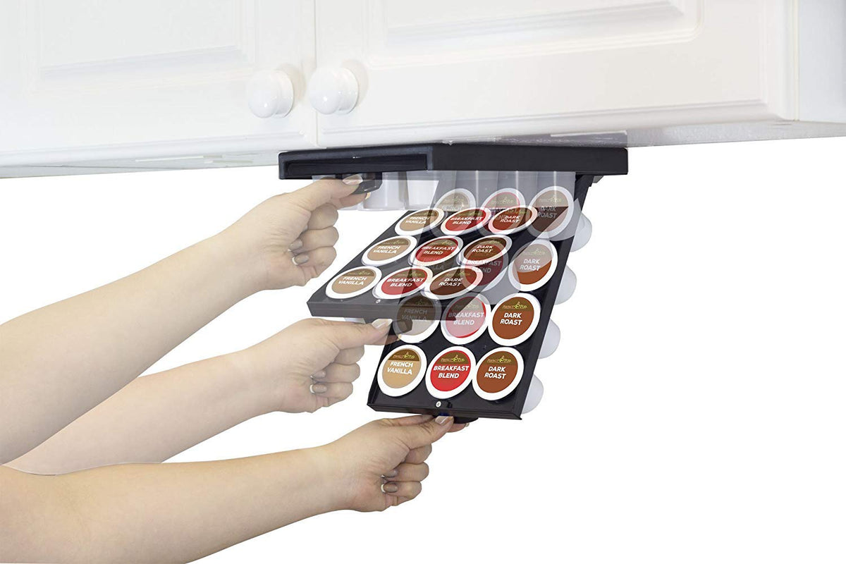 PERFECT POD EZ-Shelf Under Shelf Storage for K Cups, Space-Saving Under Counter Cabinet Coffee Pod Holder, 10.5" x 7.25" x 2", Holds 12 Cups