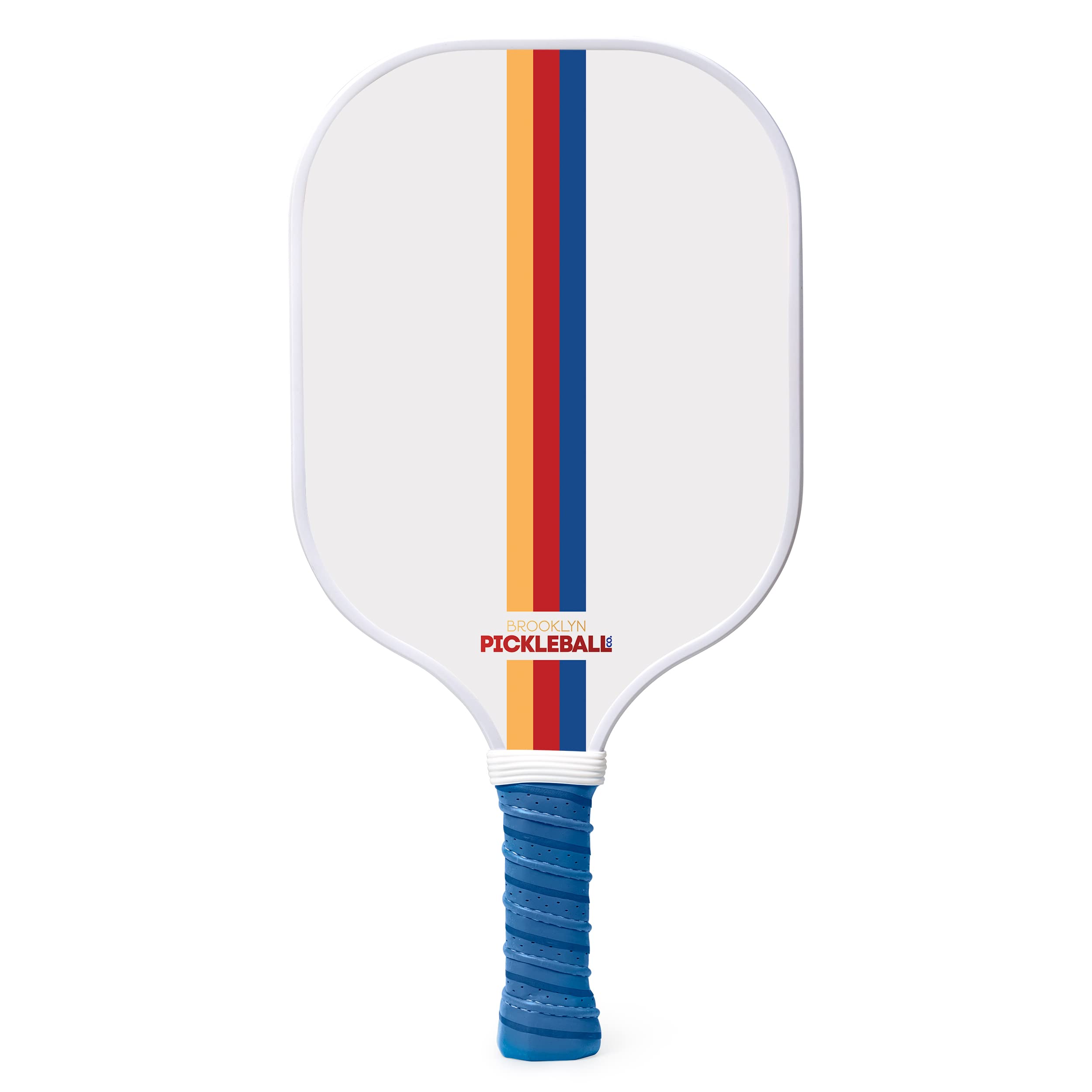 Brooklyn Pickleball Co White Pickle Ball Paddle | Carbon Fiber | Honeycomb Core | Ribbed Non-Slip Cushion Grip | Single Racket | Pickle-Ball Paddles