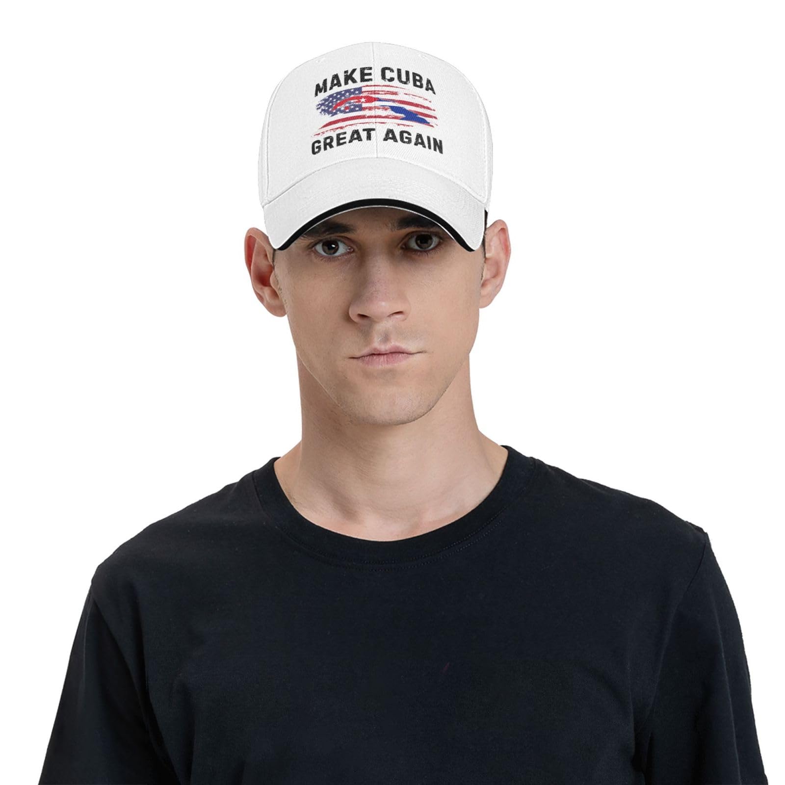 Huareicq Make Cuba Great Again Hat Cuban Flag Baseball Cap Dad Trucker Hat White