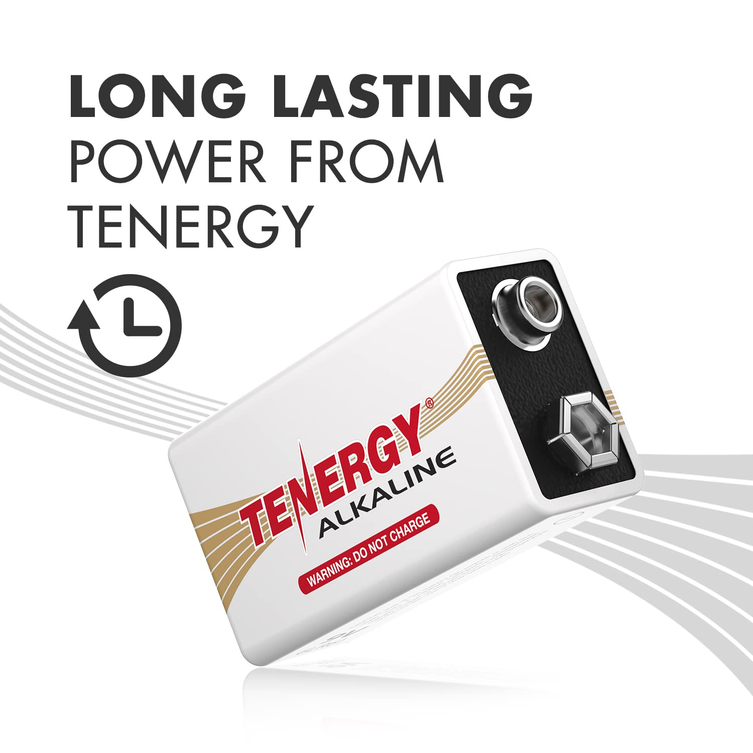 Tenergy 6LR61 9V Alkaline Battery, Non-Rechargeable Battery for Smoke Alarms, Guitar Pickups, Microphones and More, 6 Pack