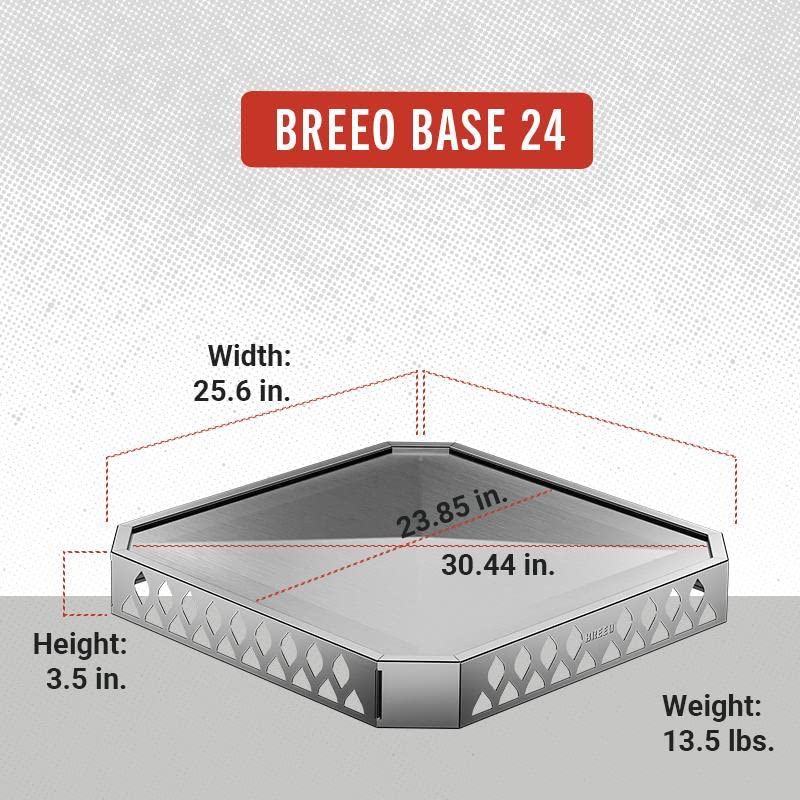 Breeo Base X24 (25.6 Inch) - Fire Pit Mat for Deck Protection - Multi Surface Safe - Superior Heat Protection and Airflow - Stainless Steel Fire Pit Accessory for Outside & Outdoor Surfaces - USA Made