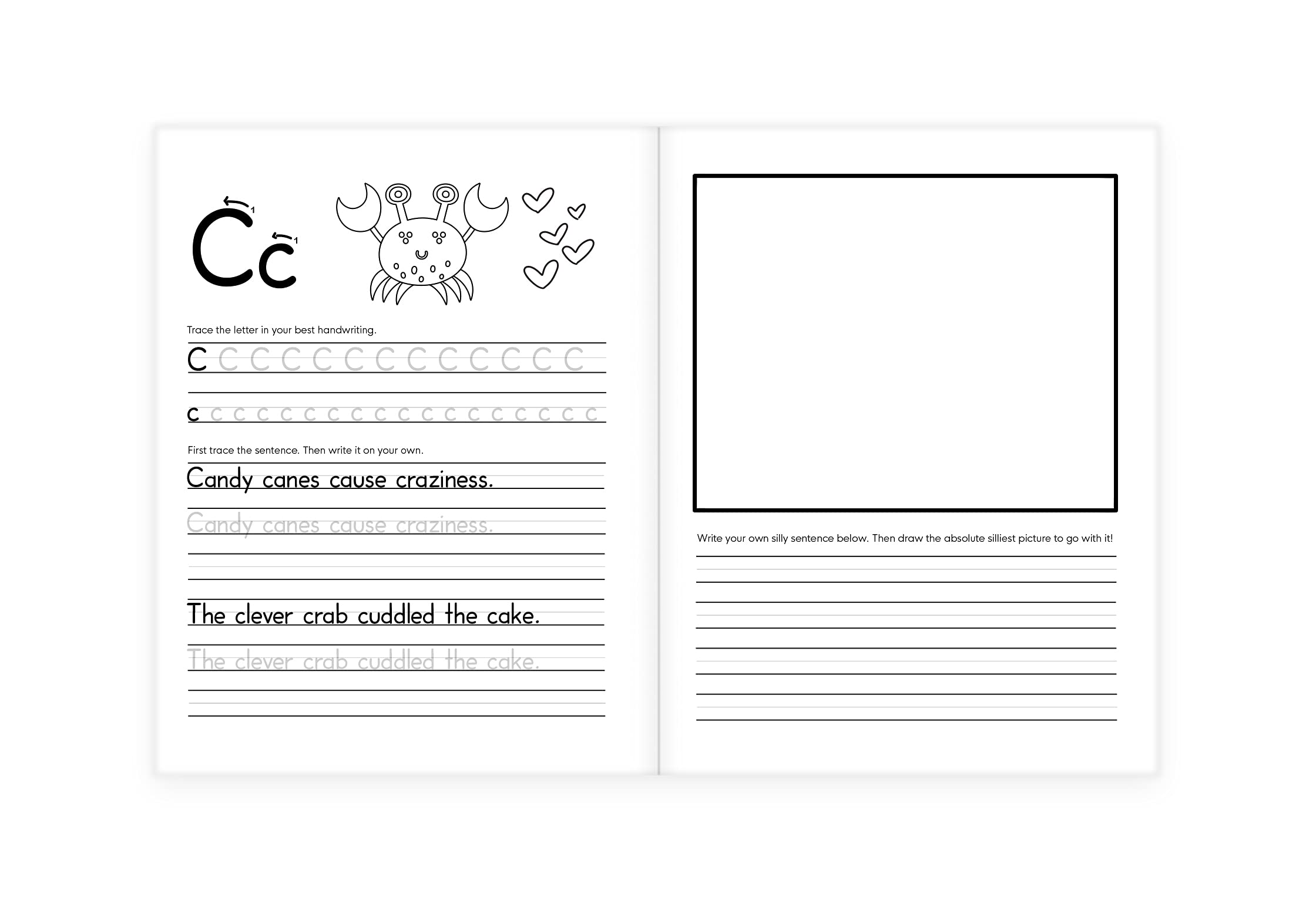 Handwriting Practice Book for Kids (Silly Sentences): Penmanship and Writing Workbook for Kindergarten, 1st, 2nd, 3rd and 4th Grade: Learn and Laugh by Tracing Letters, Sight Words and Funny Phrases