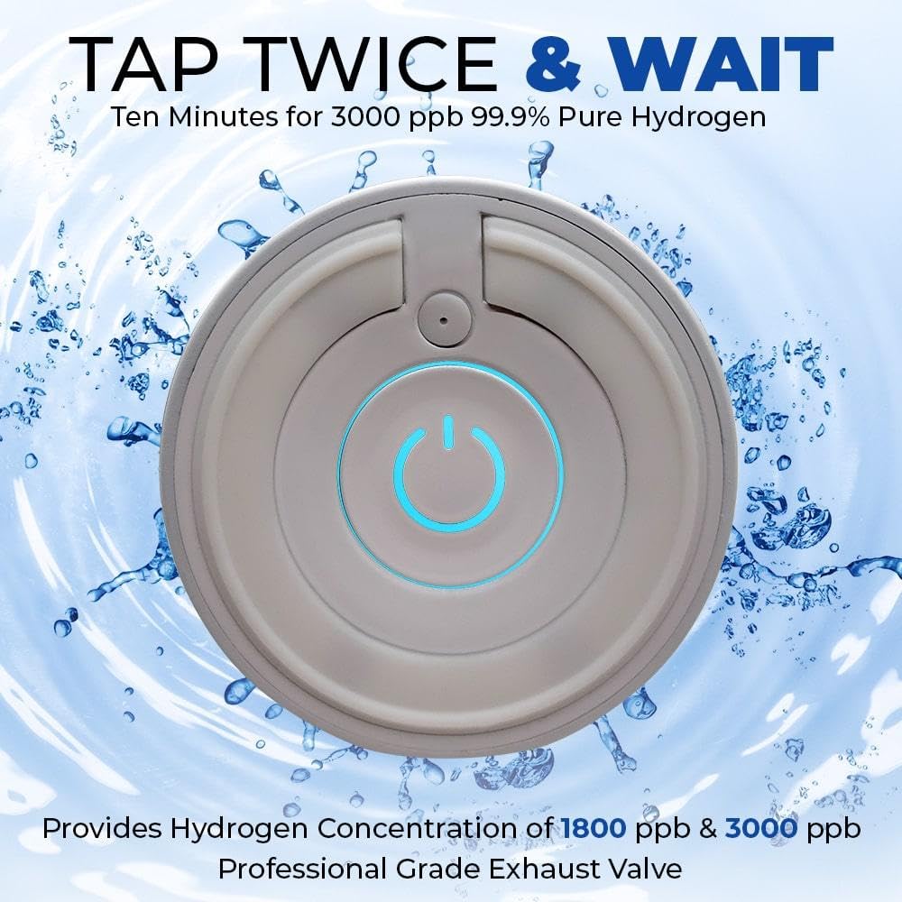 IonBottles Pro Hydrogen Water Bottle – 3.0 PPM H?, Rechargeable, Portable, BPA-Free, 14 oz Glass Bottle, Molecular Hydrogen Generator USB C Rechargeable