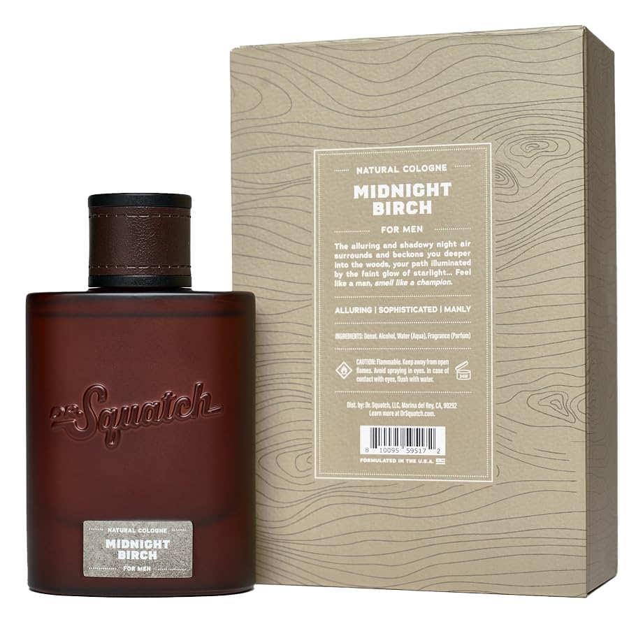 Dr. Squatch Men's Cologne Midnight Birch - Natural Cologne Made With Sustainably-Sourced Ingredients - Manly Fragrance of Vanilla, Lavender, and Cedar - Inspired by Birchwood Breeze Bar Soap