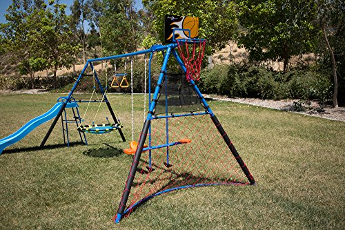 FITNESS REALITY KIDS ‘The Ultimate’ 8 Station Sports Series Metal Swing Set, Blue, One Size