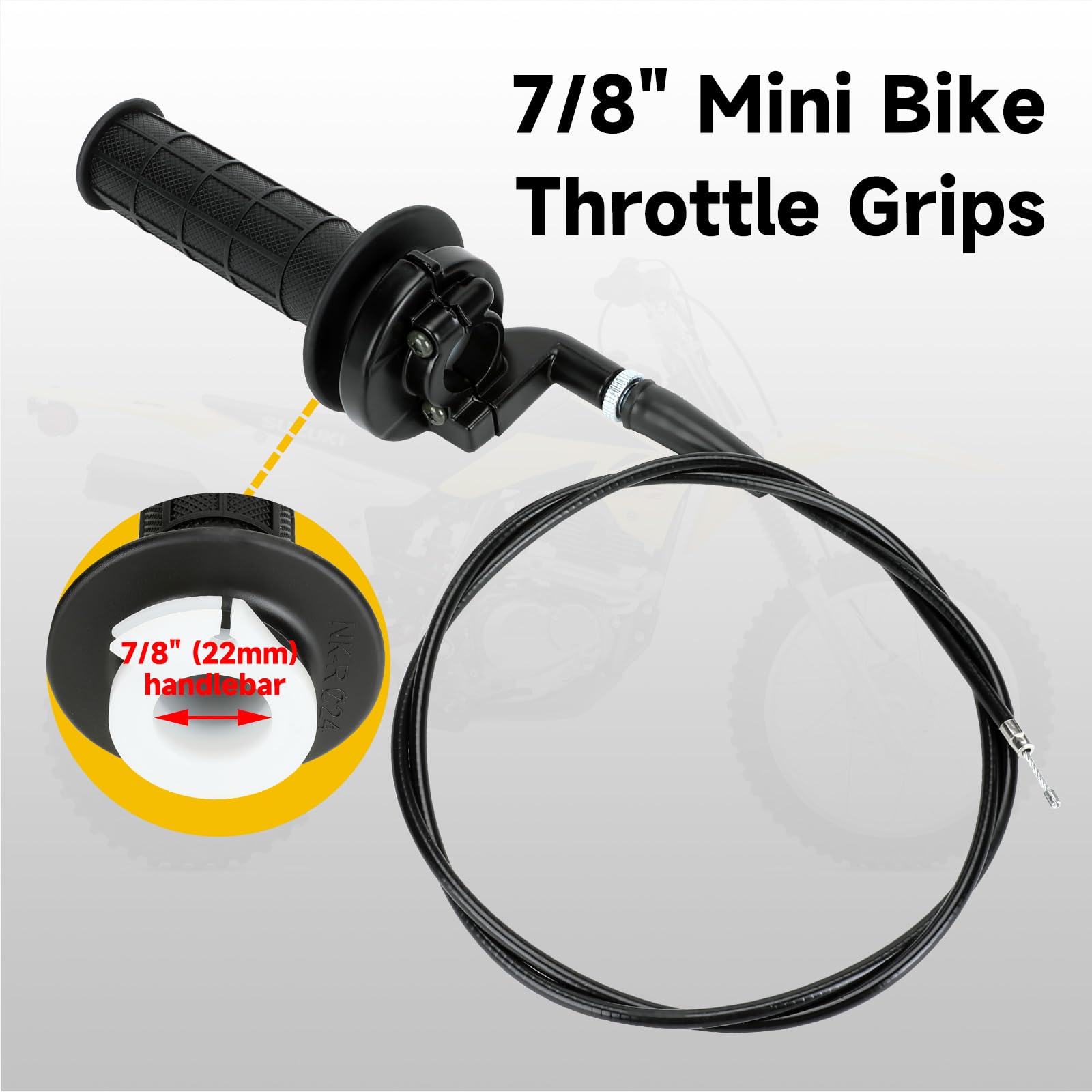 HIAORS 7/8" 22mm Twist Throttle Cable Handle Kit for Predator 196cc 212cc 6.5hp Coleman CT200U CT200U-EX BT200X Baja Warrior MB200 79cc 100cc CT100U CC100X Doodle Bug DB30 Motovox Mini Bike Go Kart
