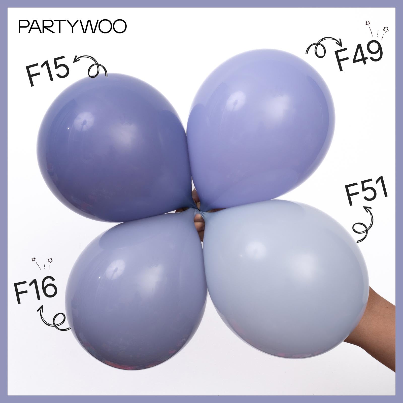 PartyWoo Dusty Purple Balloons 140pcs Different Sizes of 18 12 10 5 Inch Lavender Lilac Boho Neutral Balloon Arch Kit for Graduation Baby Shower Cat Tornado Birthday Party Decorations Purple-F49