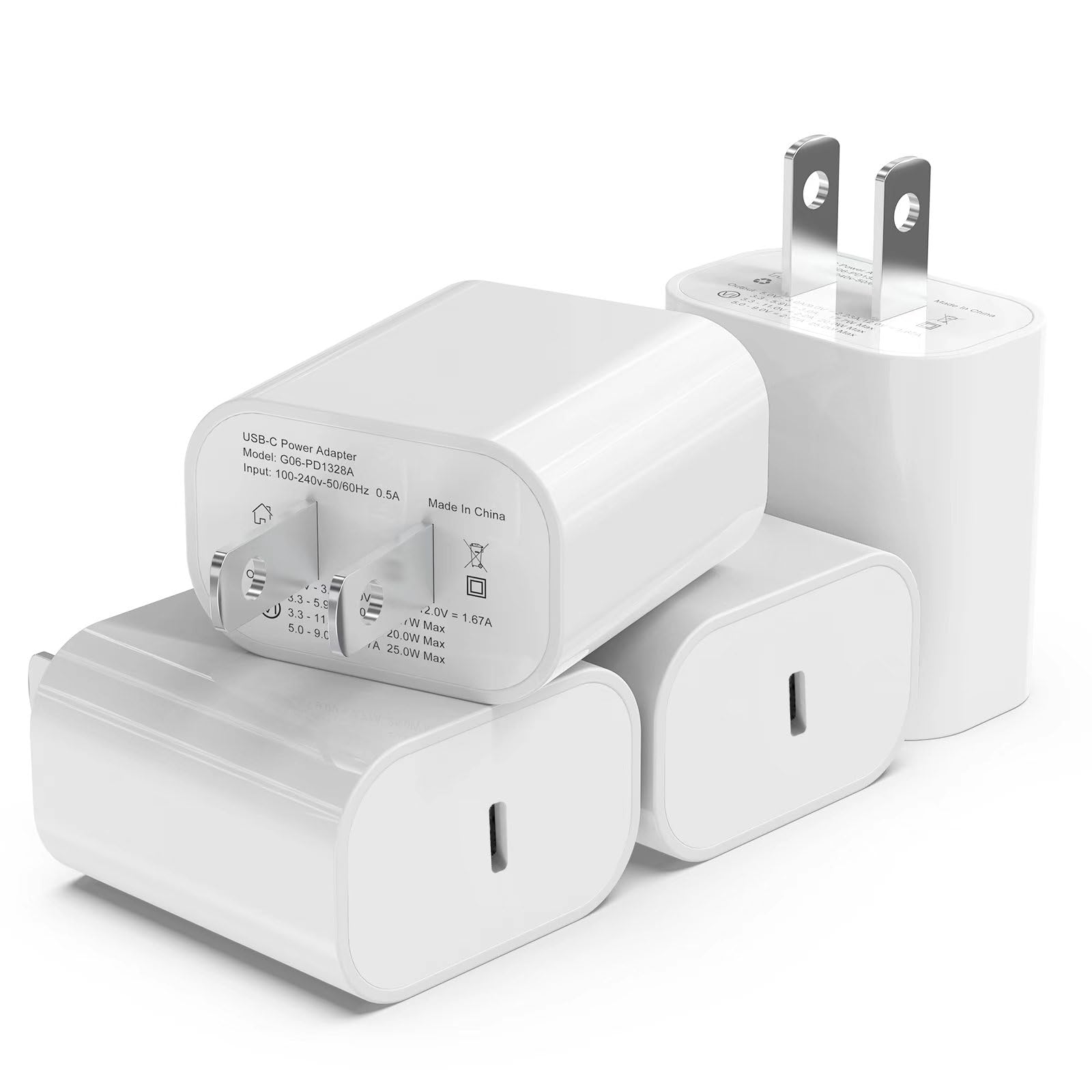 4Pack USB C Charger Block, iGENJUN 20W for Phone Fast Charger Wall Charger with PD 3.0, Compact Type C Power Adapter for Phone 16/15/14/13, Galaxy, Pixel, AirPods Pro (Arctic White)