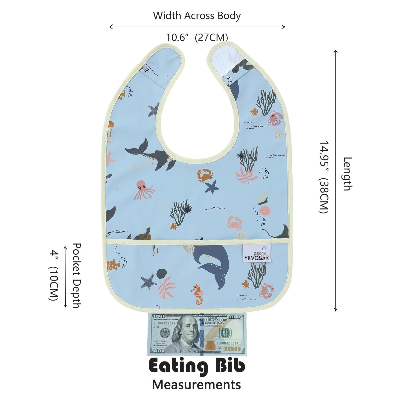 YKVOSAR Baby Bibs for Eating Waterproof Baby Bibs Baby Feeding Bibs 2 Packs Washable Baby Food Bibs 6-24 Months (rabbit marine animals)