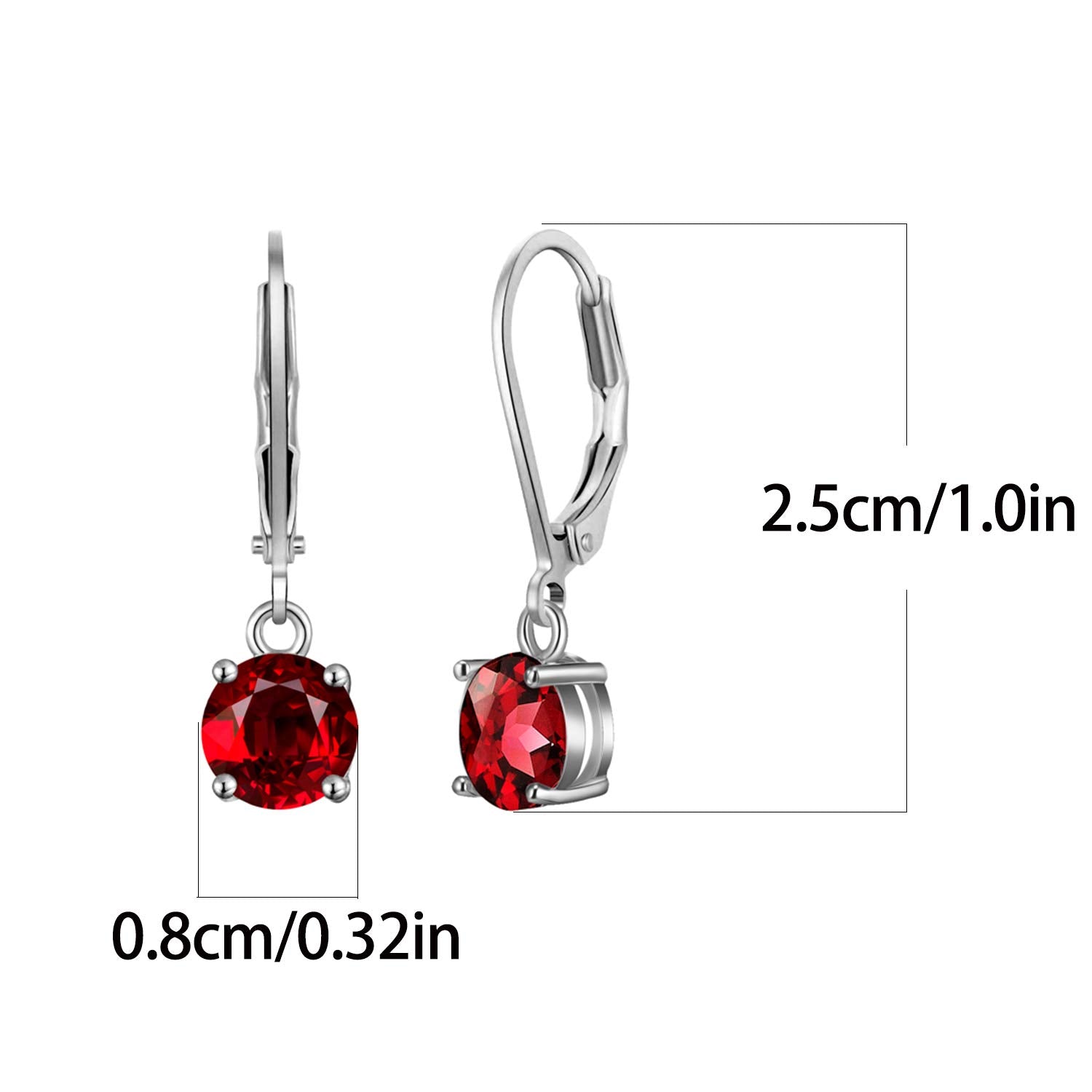 4-10 Pairs Silver,Small Brass Hoop Earrings with CZ Charm for Women-Flawless Cubic Zirconia LeverBack Drop Earrings for Teens Girls (10 pairs -CZ)