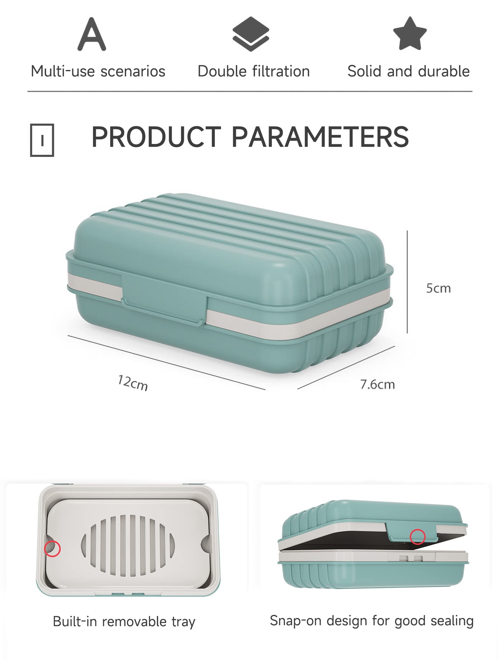 Doter Travel Soap Dish with Lid - Draining Soap Bar Holder - Travel Soap Container - Portable Soap Case for Traveling, Camping, Outdoor, Gym, Bathroom,Travel Essentials