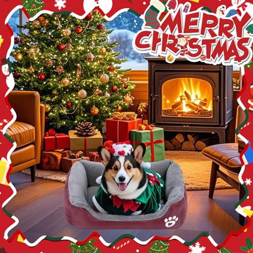 Barelove Square Dog Bed Mattress Washable Kennel, Soft Plush Faux Fur Rectangle Sleeping Pet Bed for Small Medium Large Dogs Cats Puppy Pets, with Anti-Slip Waterproof Bottom (Grey)