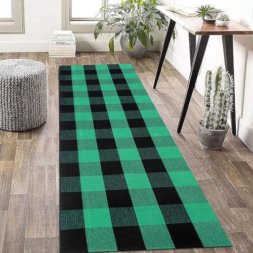 KILOCOCO Beige Striped Rug 2.3'x3.6' Indoor Outdoor Rugs Front Door Mat Hand Woven Cotton Washable Striped Layered Doormats for Front Porch/Kitchen/Farmhouse/Entryway/Patio