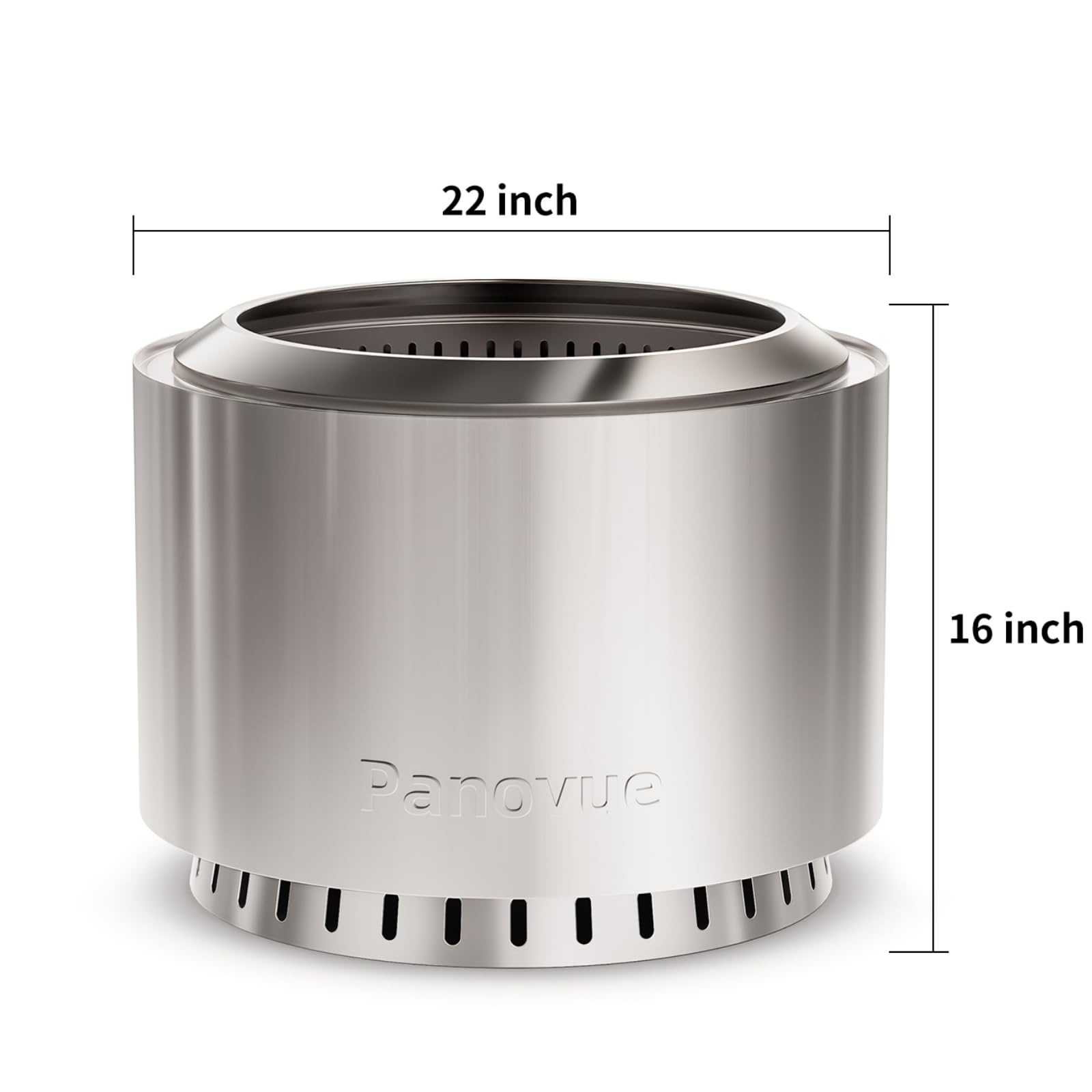 Panovue 22 inch Smokeless Fire Pit with Waterproof Cover, Stainless Steel Outdoor Smokeless Firepit, Wood Burning Fire Pits for Camping, Bonfire,Low Smoke Firepit for Outside[Slivery]