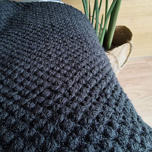 LOMAO Knitted Throw Blanket with Tassels Bubble Textured Lightweight Soft Throws for Couch Cover Home Decor (Navy, 50x60)