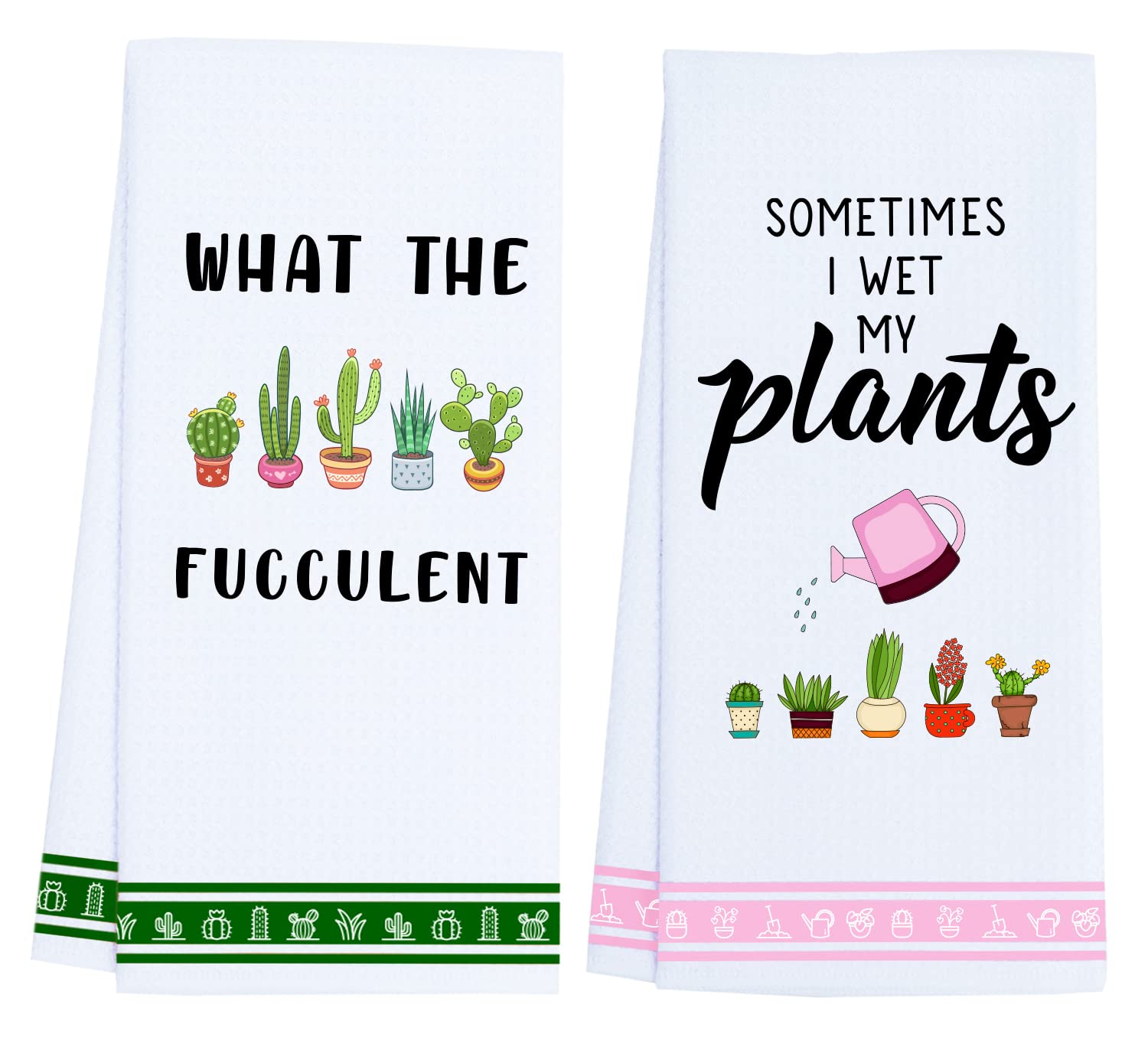 LXOMILL Funny Kitchen Towels, Plant Lover Gifts for Women Gardener, Plant Lady Mom Gifts, Housewarming, Friend Birthday Gift, Succulent Cactus Plant Gifts