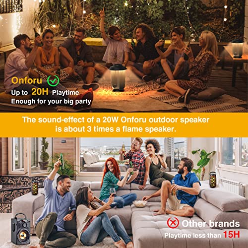 Onforu Outdoor Bluetooth Speaker with LED Lights, 2 Pack Wireless Loud Stereo Sound Lantern Speakers, True Wireless Stereo Pairing Patio Speakers, Bluetooth 5.0, Christmas Party Speakers for Garden