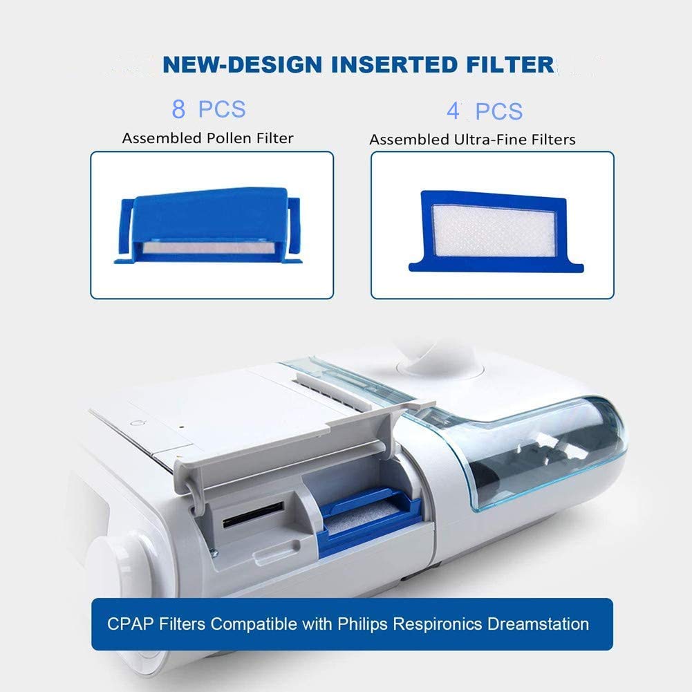 CPAP Filters, for Philips Respironics Dreamstation CPAP Filter Kits, 8 Reusable Large Particle and 4 Disposable Ultra-Fine Filters