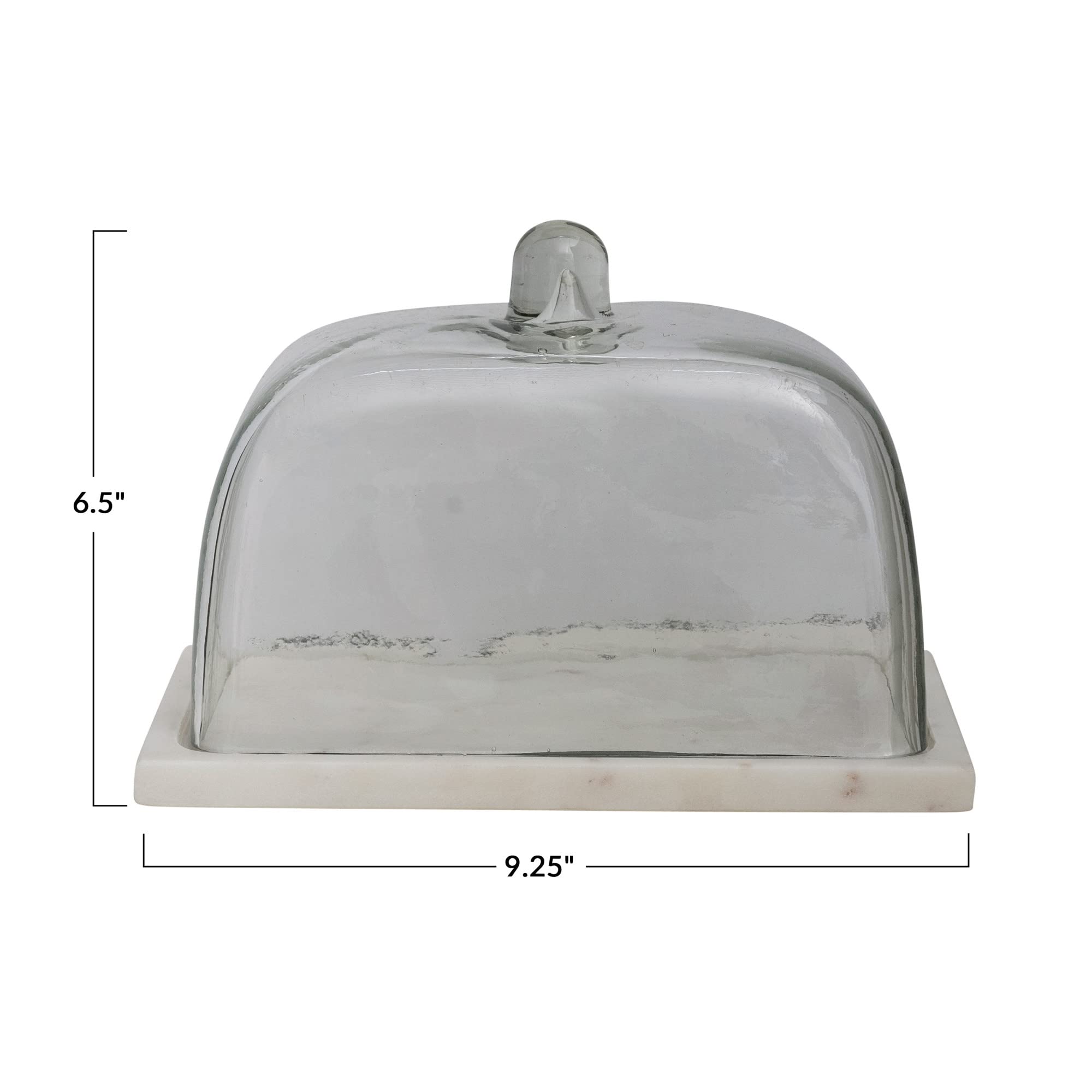 Creative Co-Op Glass Marble Base, Clear and White Cloche