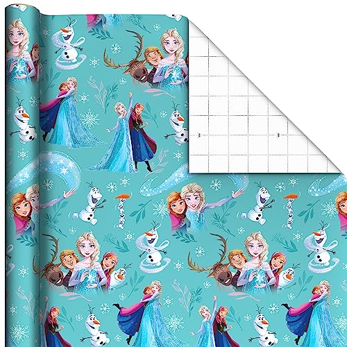 Hallmark Disney Princess and Frozen Wrapping Paper with Cutlines on Reverse (3 Rolls: 60 Square Feet Total) for Birthdays, Christmas, Valentine's Day