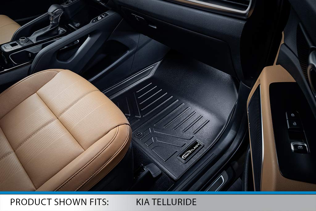 SMARTLINER All Weather Custom Fit Black 3 Row & Cargo Liner Behind The 2nd Row Floor Mat Liner Set Compatible with 2020-2023 Kia Telluride with 2nd Bucket Seats Without Center Console