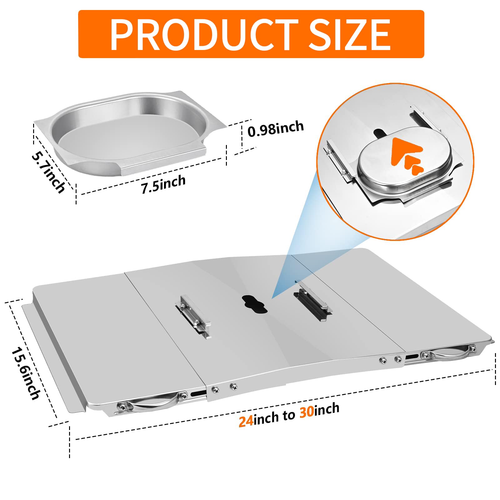 Copiu Grill Grease Tray with Catch Pan, 24"-30" Adjustable Grill Replacement Parts Stainless Steel Outdoor BBQ Drip Pan for Dyna Glo, Nexgrill, Expert Grill, Kenmore, BHG, Backyard, Uniflame and More