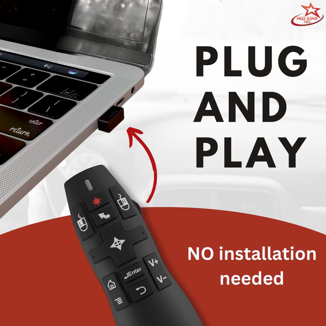 Wireless Powerpoint Presentation Remote Clicker and Keynote Presenter with Wireless Mouse (PR-820) from Red Star Tec