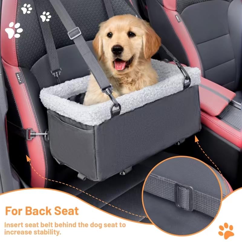 UNICITII Dog Car Seat for Small Dog, Raised Dog Booster Seat with Metal Frame, Dog Car Booster Seat Puppy Car Seat for Pets Small Dogs Cats