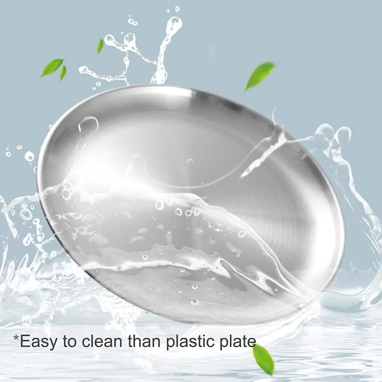 JXHAPY Reusable Brushed Metal Dinner Plates-Stainless Steel Round Plates,Dinner Plate Dish Heavy Duty Kitchenware Round Metal Plates | Dishwasher Safe |Use for BBQ Steak (10 Inch 4 Pack)