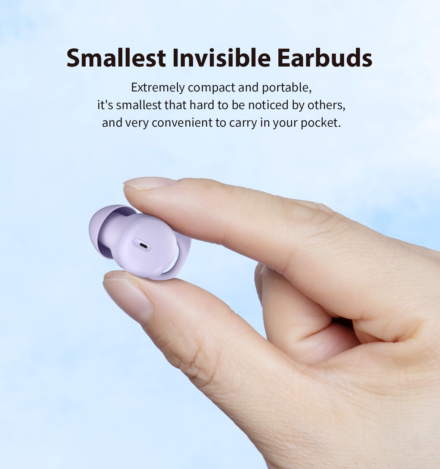 Piegricdiat Invisible Sleep Headphones, Sleep Earbuds for Side Sleepers, Mini Noise Blocking Sleepbuds, Bluetooth 5.3 Wireless Earbuds for Sleeping, Working, Purple