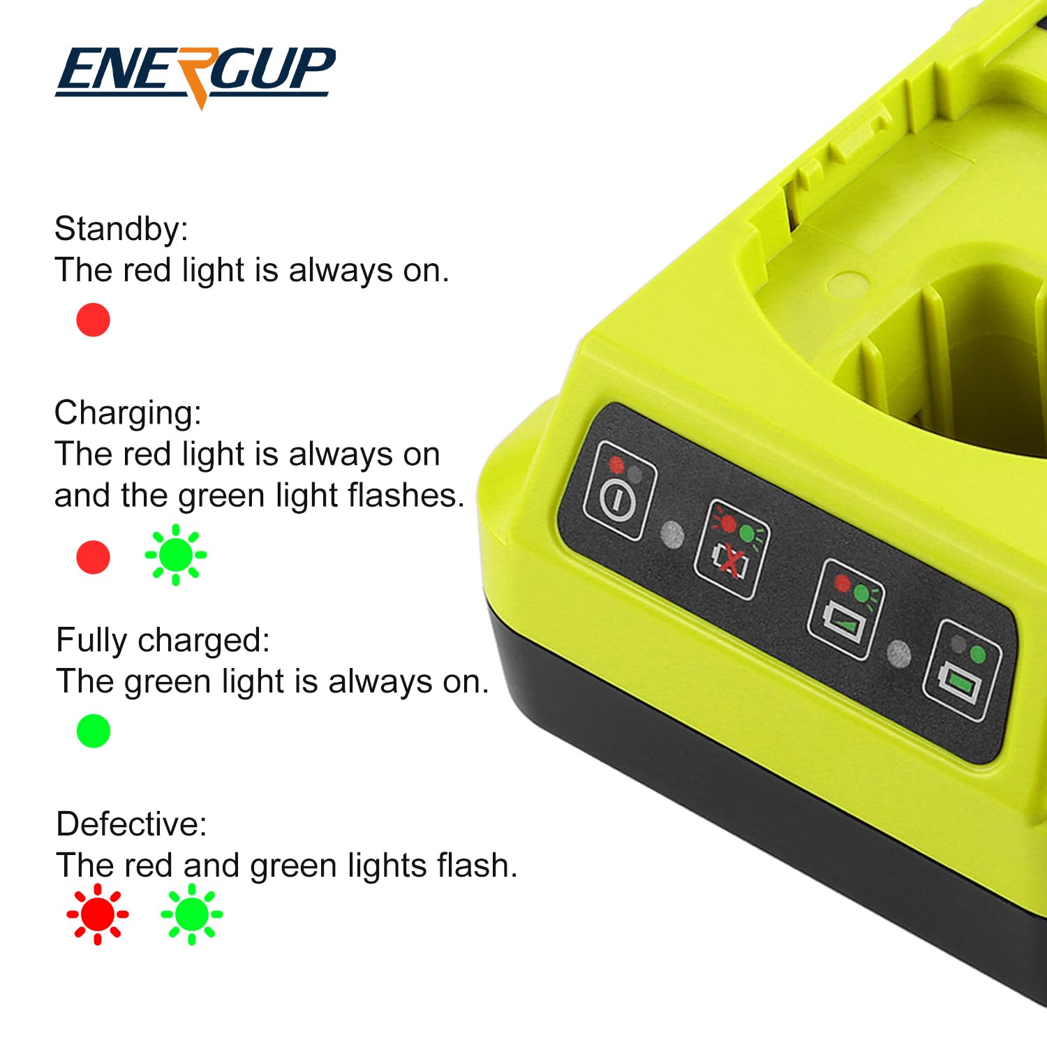 Energup 2Pack 18Volt P102 Replace for Ryobi 18V Batteries and Charger Combo 3.5A, for 18 Volt ONE+ P103 P104 P105 P107 P109 P190 P191 P122 for Ryobi 18v Lithium Battery