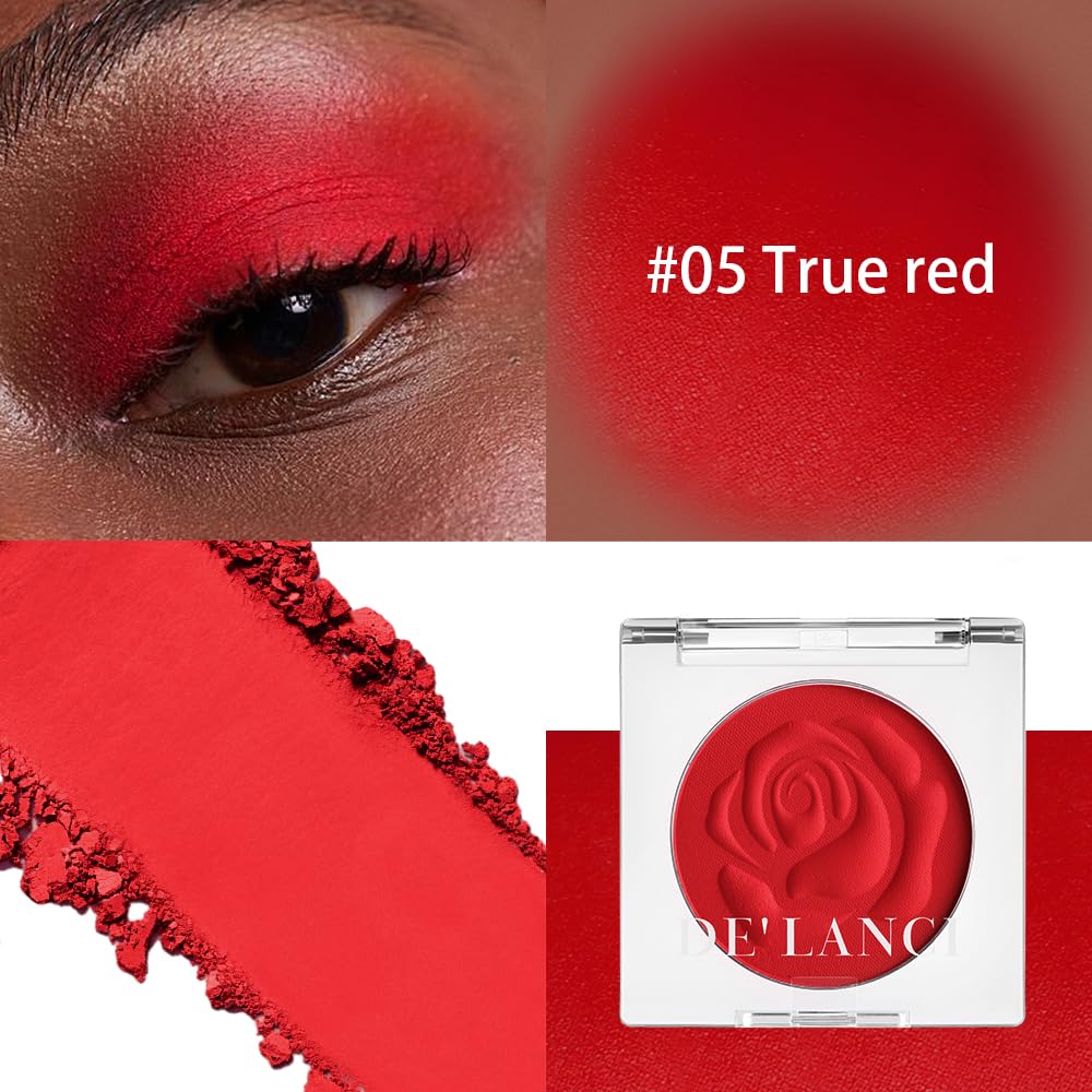 ecofavor True Red Matte Eyeshadow - Single Bold Gothic Red, High-Pigment, Long-Lasting, Waterproof, Vegan Smokey Eye Shadow Compact - Perfect for Halloween Makeup