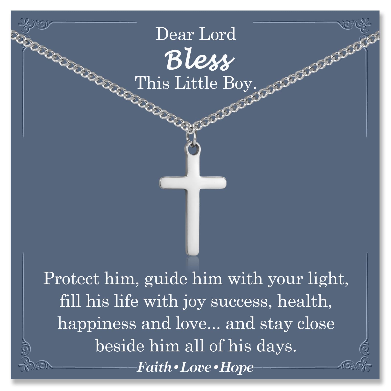 ACOGVN Cross Necklace for Boys, Easter First Cmmunion Baptism Confirmation Gifts for Teenage Boys -Birthday Graduation Back to School Christmas Valentines Day Gifts for Him Son Grandson Nephew