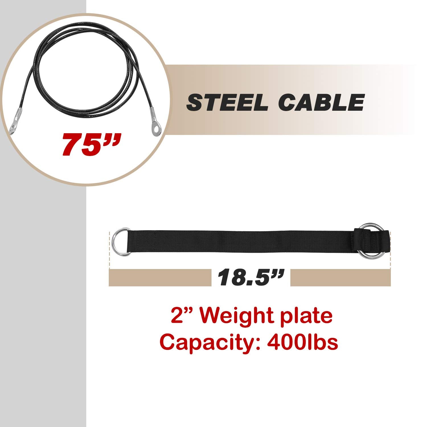 Yes4All Cable Pulley Attachment Single Set – 2-inch Olympic Bars Compatible LAT Pulldown Pulley & Home Gym Pulley, A. Black - Single