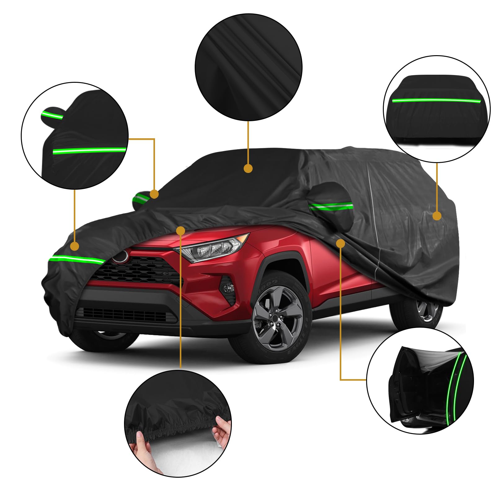 AROJAK for Toyota RAV4 Car Cover, Waterproof Car Cover for Toyota Rav4 (1996-2024), All Weather Custom Protection Full Outdoor Indoor Exterior for RAV4 Car Cover (Black)