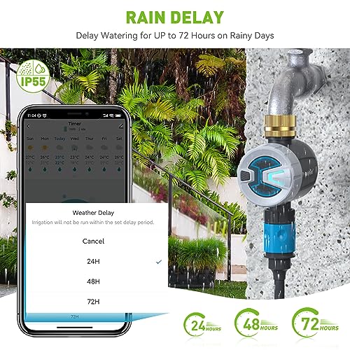 RAINPOINT Sprinkler Timer Outdoor, Bluetooth Hose Timer to 60M Connect Range, Digital Irrigation Water Timer for Garden Hose, Faucet Timer for Lawn Yard