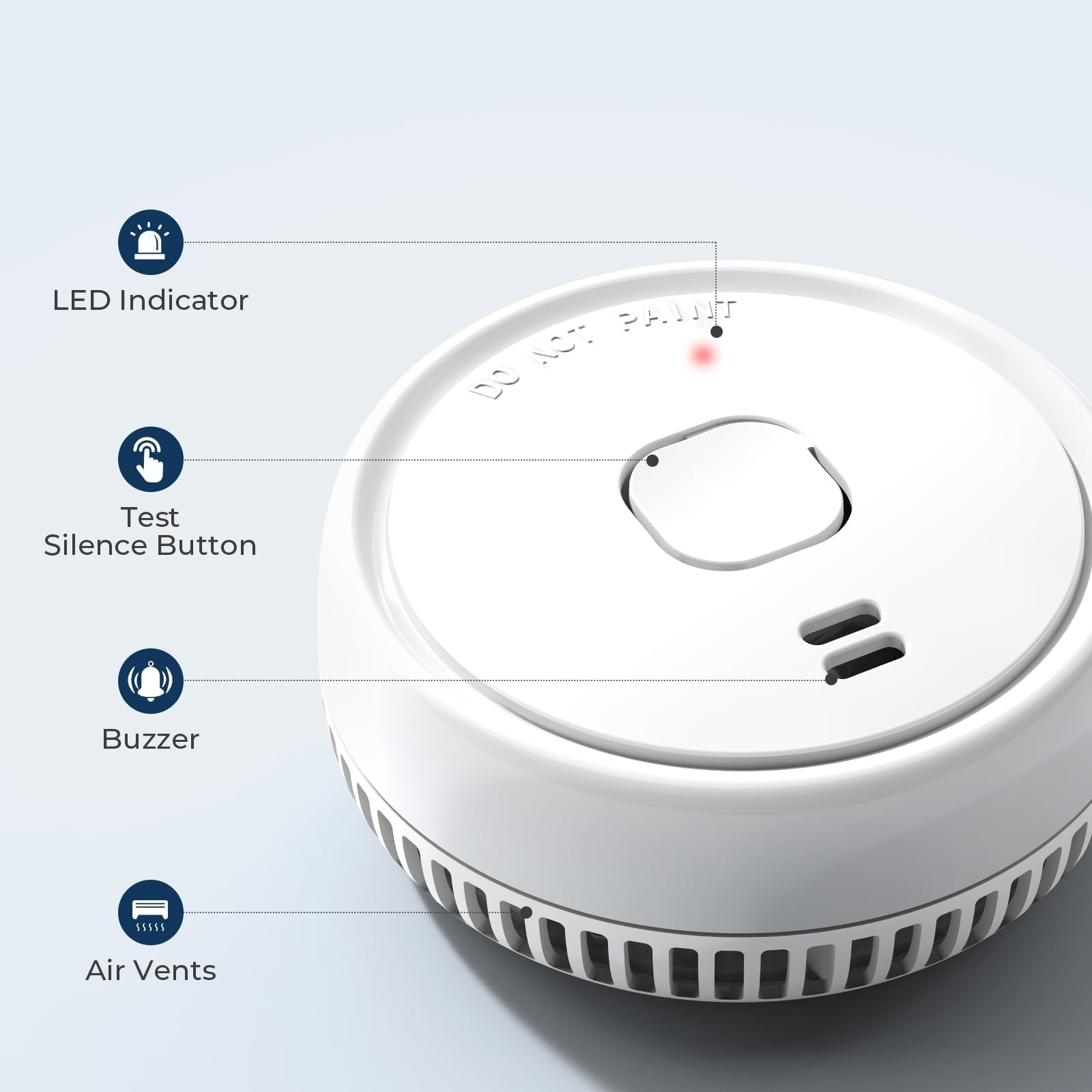 Ecoey Smoke Detector, Smoke Alarm with Advanced Photoelectric Technology, Fire Alarm Smoke Detector with Test Button and Low Battery Reminder, Fire Alarm Used in Bedroom, Home, FJ138, 8 Packs