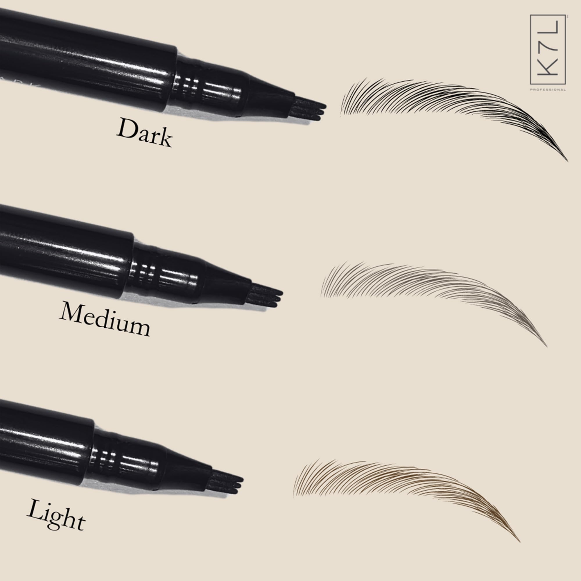 Eyebrow Pen (Vegan) For Natural Hair-like Strokes With Microblade 3-Prong Tip - Smudge-proof & Long-Lasting - Light