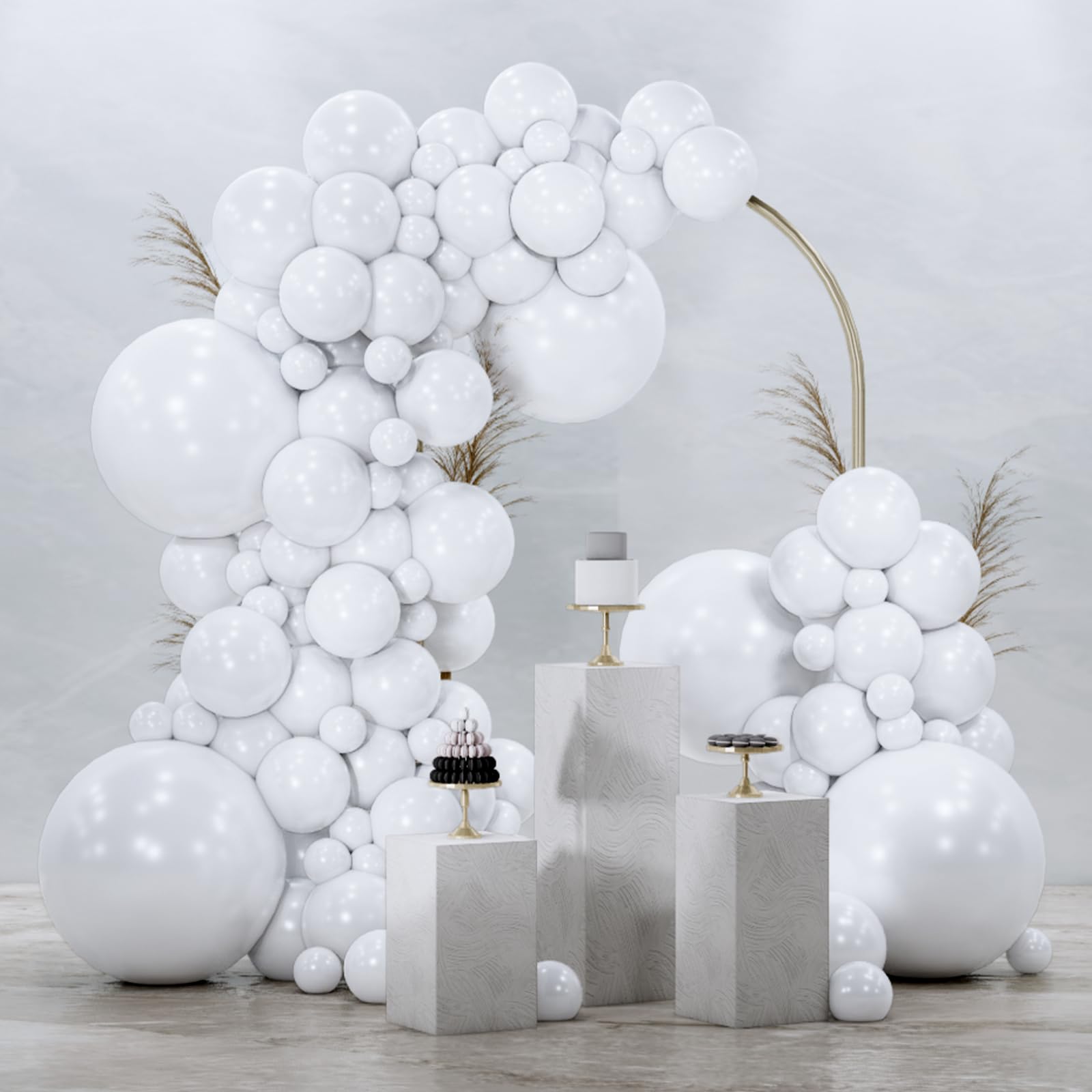 PartyWoo White Balloons 145 pcs Different Sizes Pack of 18 12 10 5 Inch Matte White Latex Balloon Arch Kit Garland for Wedding Bridal Graduation Baby Shower Birthday Party Decorations White-Y13