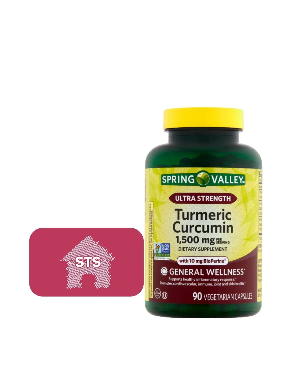 Spring Valley Turmeric Curcumin, Ultra Strength, 1,500 mg, 90 count + STS Sticker.