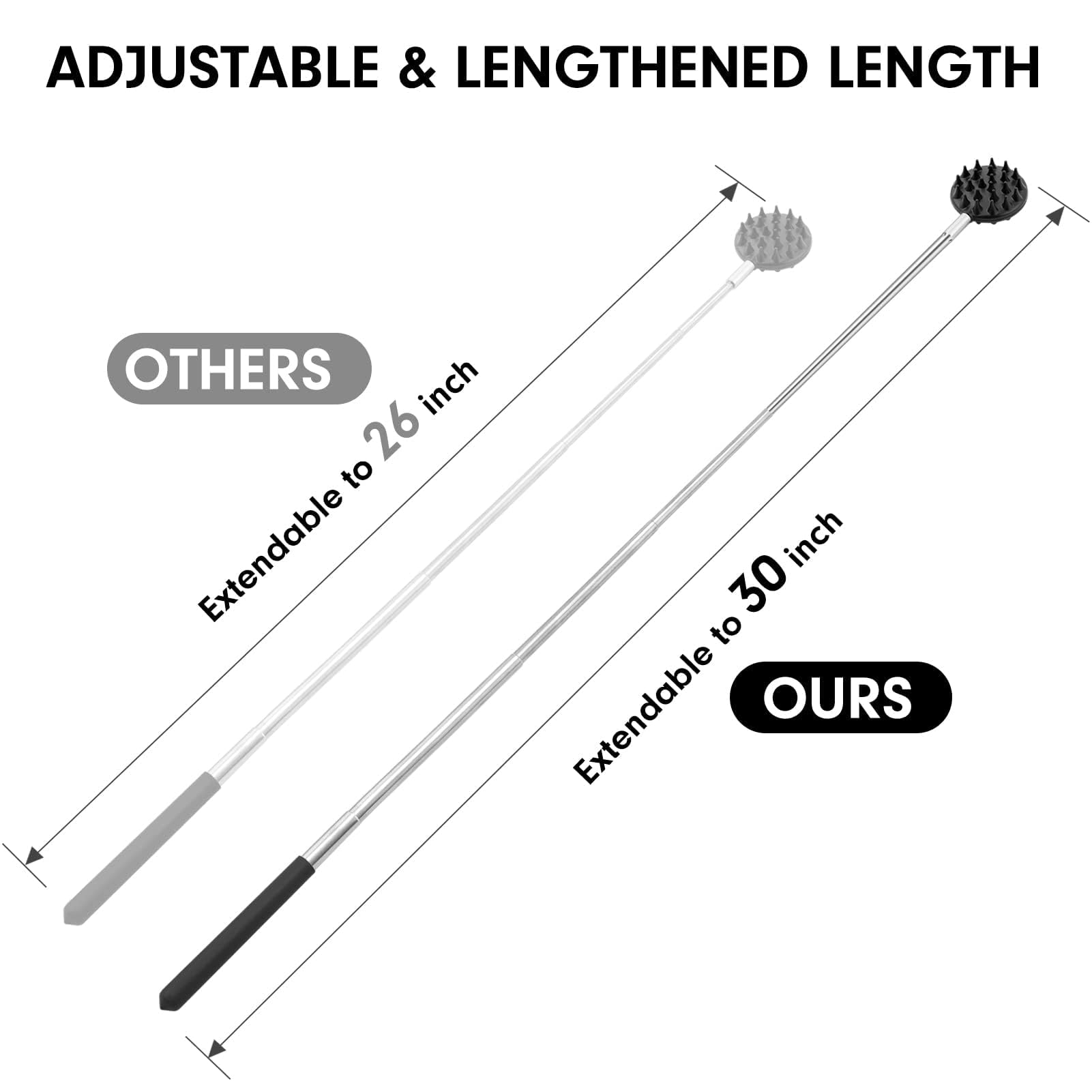 TUKUOS Telescoping Back Scratcher with 4Pcs Detachable Scratching Heads, Stocking Stuffers for Men Back Scratcher for Men/Women,White Elephant Gifts for Adults Christmas Gifts for Men Women