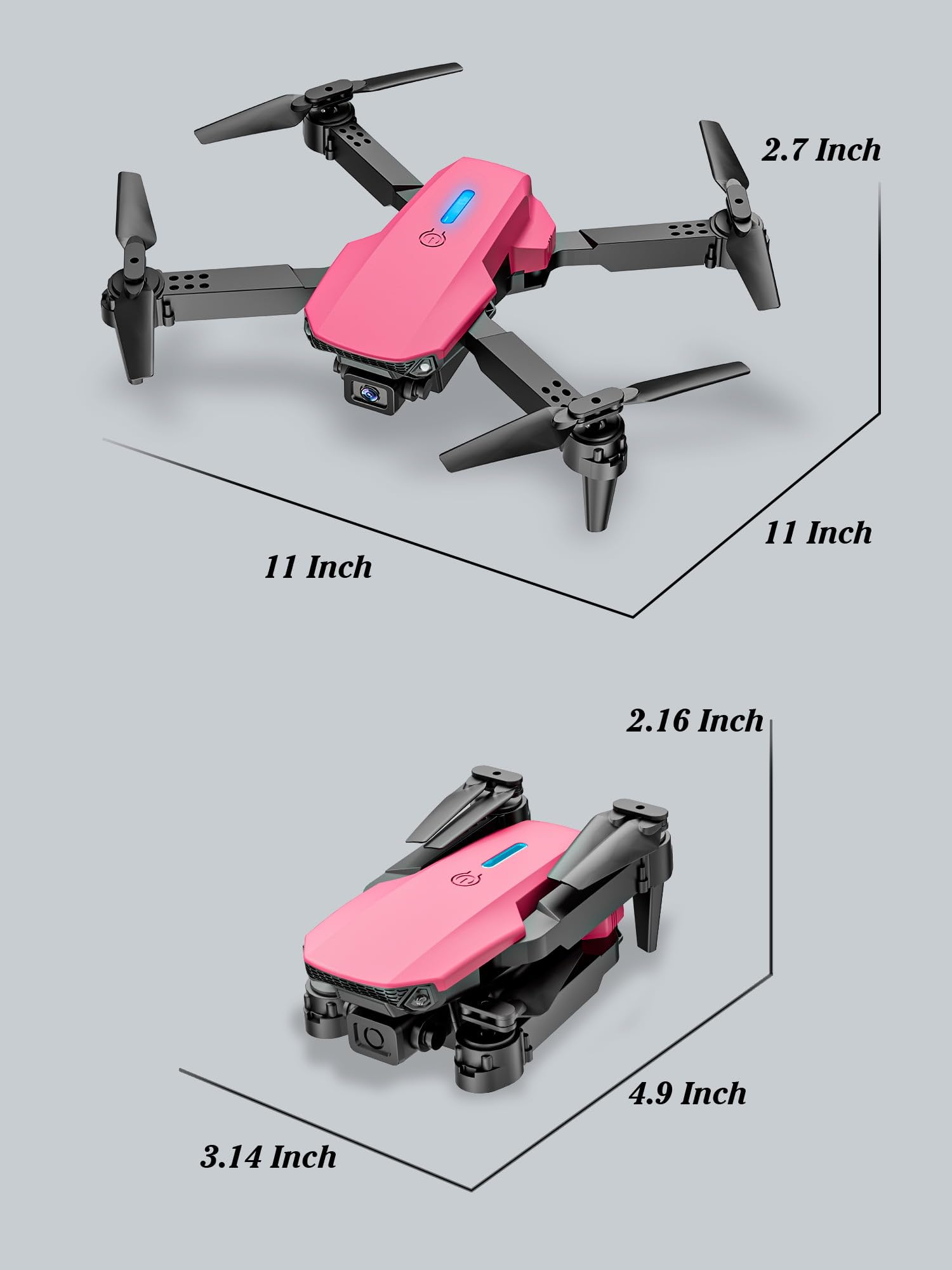 Drone for Kids 8-12, 13-15, Drone with Camera, Foldable Remote Control Quadcopter with Altitude Hold, Gestures Selfie, One Key Start, 360° Flips, 2 Batteries, Toy Gifts for Boys Girls (Pink)