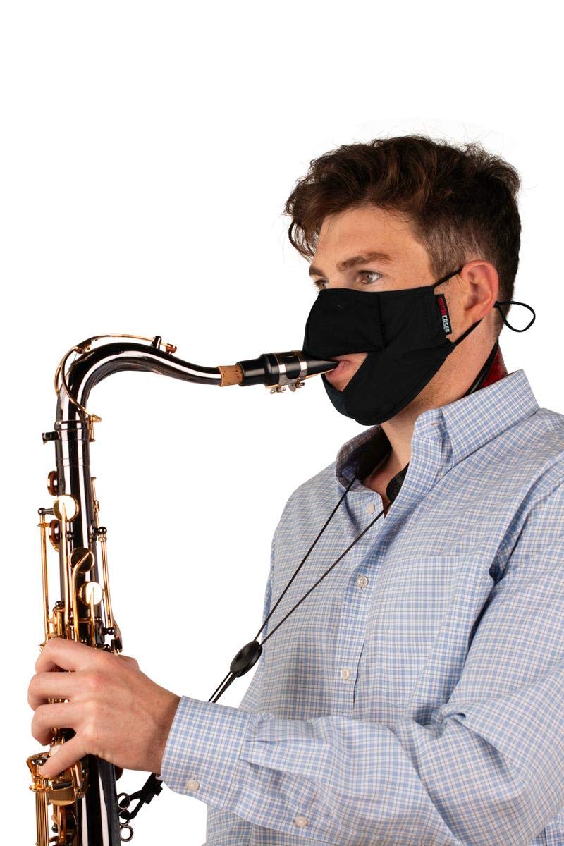 Gator Cases Double-Layer Face Mask with Magnetized Cotton Flap, Ideal for Wind Instrument Performance, Drinks, Events and Travel; Medium (GBOM-MEDIUMBK)